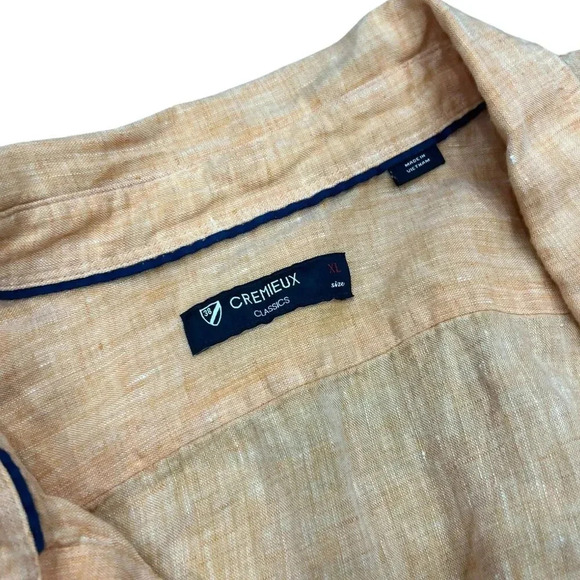 Cremieux Classics Yellow 100% Linen Button Down XL - Picture 3 of 4